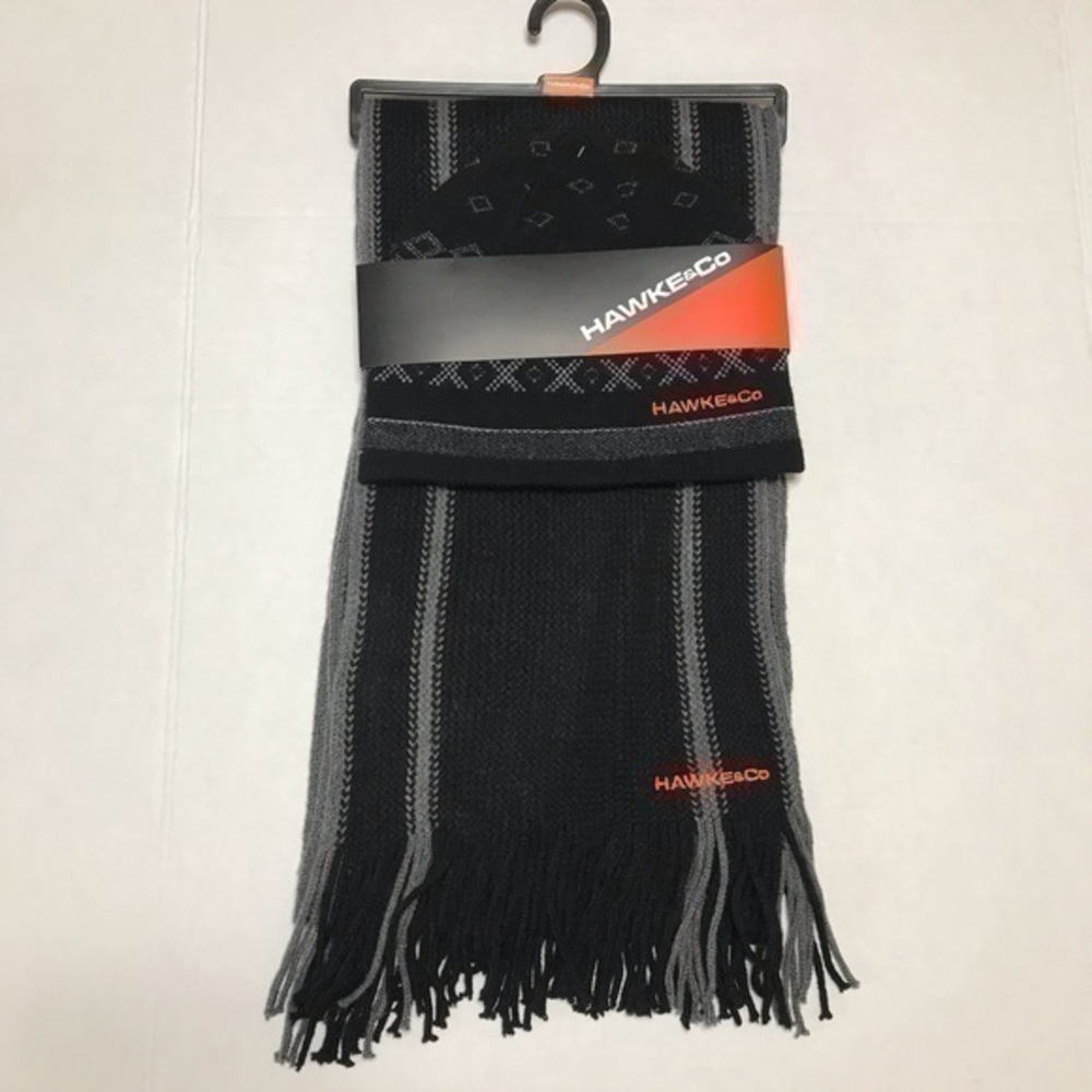 Hawke & Co - Black and Gray - Scarf and Beanie Set